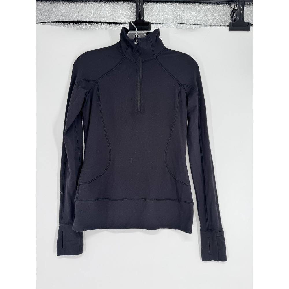 Lululemon Quarter 1/4 Zip Rulu Performance Pullover Active Womens Size 4 Black